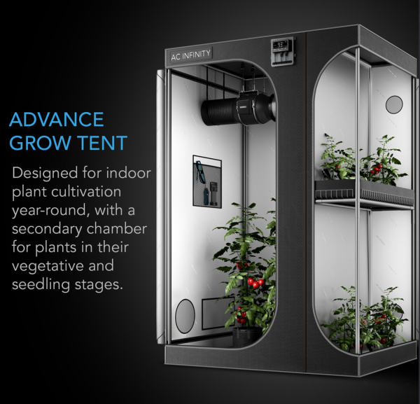 CLOUDLAB 743D, 2-IN-1 ADVANCE GROW TENT 4X3, 2000D MYLAR CANVAS, 48" X 36" X 72"